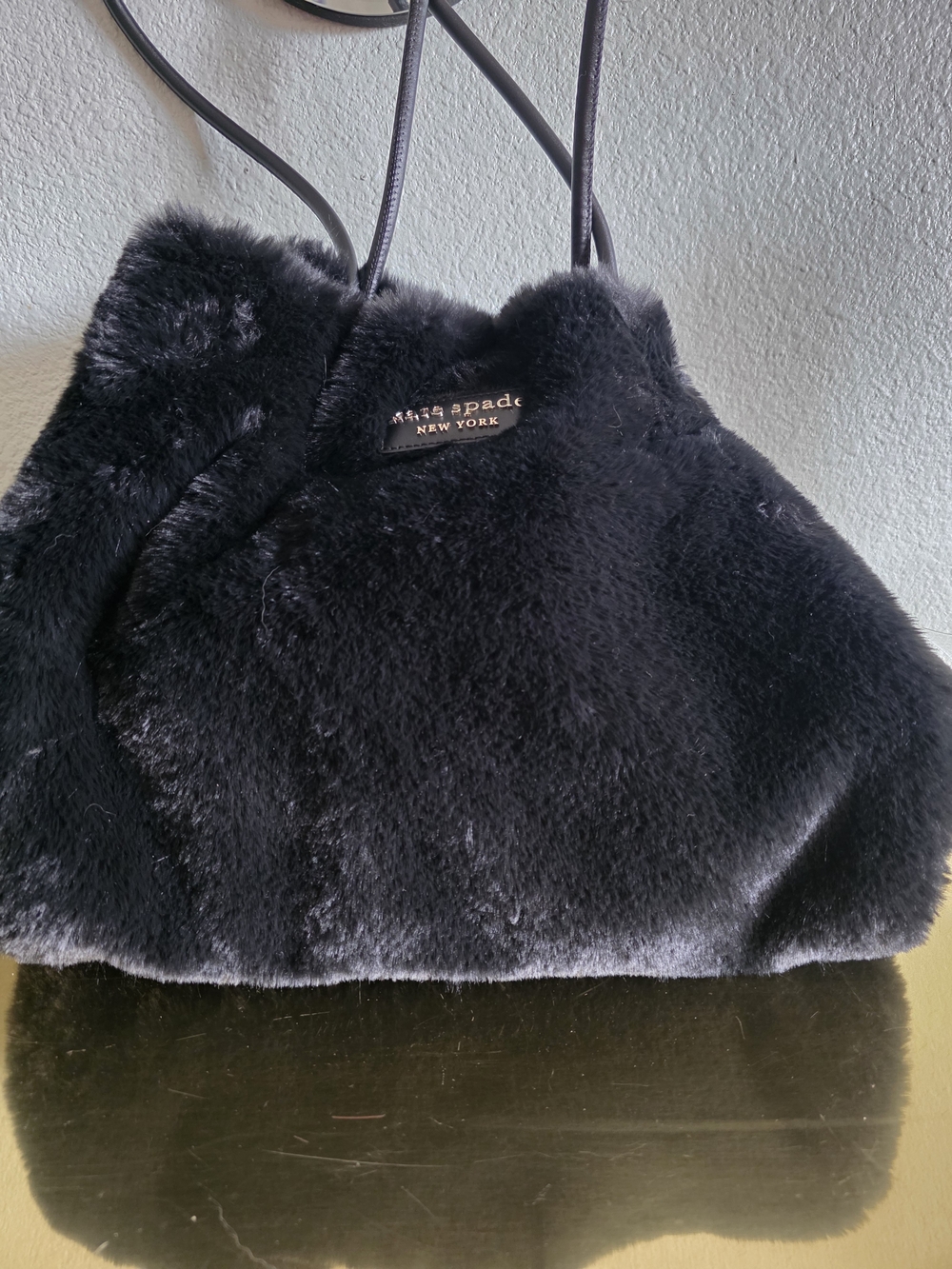 Kate Spade Black Faux Fur Tote Bag